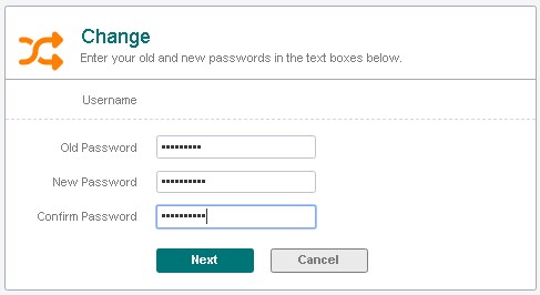 To change the password users will be required to enter their old password and select a new password that meets the password requirements. 