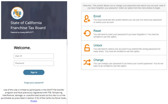 Within the Password Reset Tool users will be presented with four options.