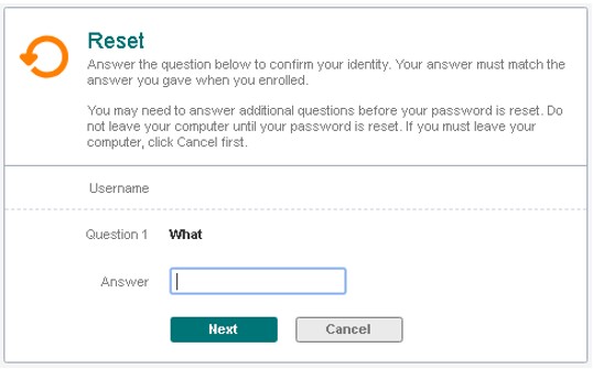 Users will be required to successfully answer their challenge questions in order to get their password reset.